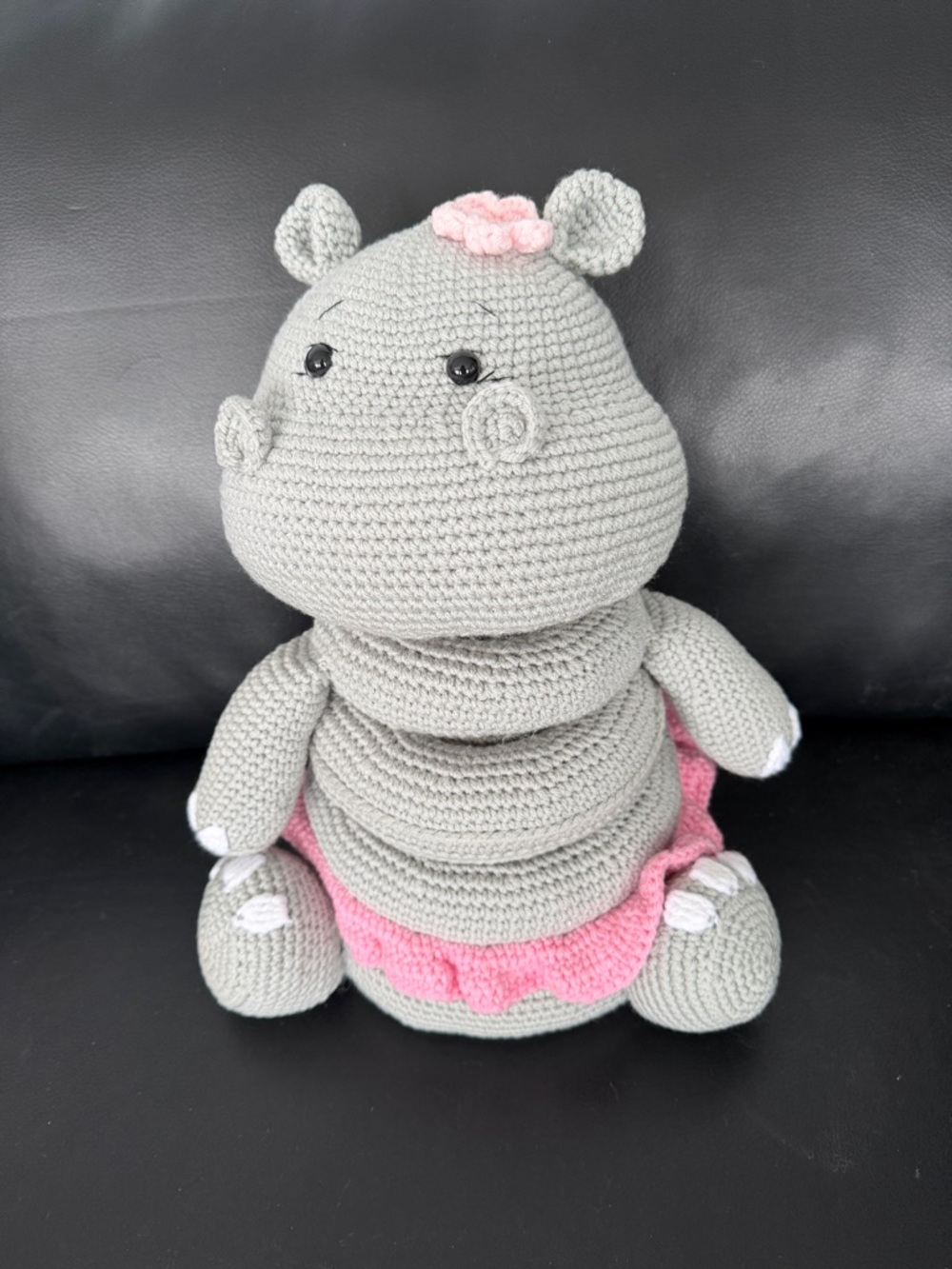 Handmade Crocheted Hippo Ring Stacking Toy
